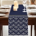 thumbnail image 3 of Table Runners 70 Inches Long Dress Scarves, Boho Navy Blue Flower Farmhouse Coffee/Dining/Kitchen Table Decor, Holiday Table Runner, Abstract Bohemia Pesley Floral 13x70 Inch, 3 of 9
