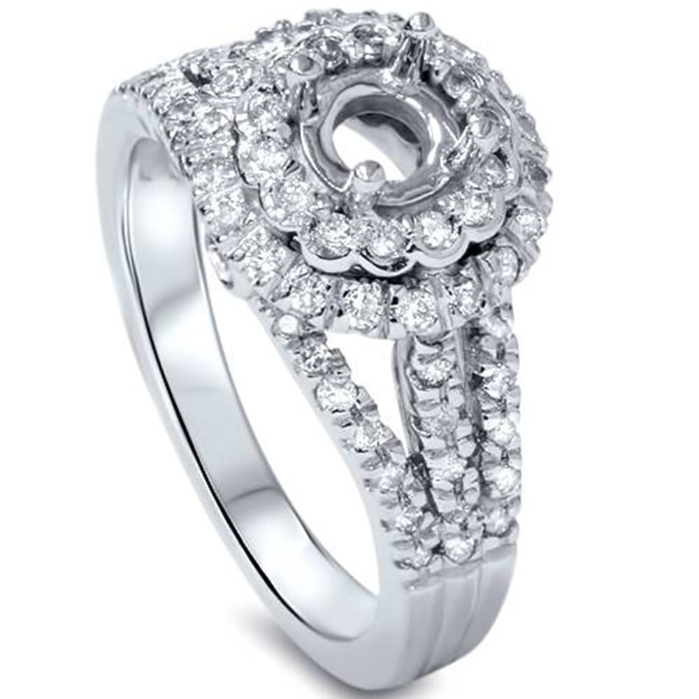 14K WHITE GOLD SEMI MOUNT SETTING ENGAGEMENT REAL SI/H DIAMONDS RING 5.5MM ROUND