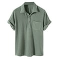 thumbnail image 1 of Playeras De Compresión Para Hombre, Blusa Informal A Cuadros Con Cuello Vuelto, Manga Corta, Color Liso, Con Bolsillos, 1 of 5