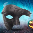 thumbnail image 4 of Máscara fantasma media cara Bsvklp para fiesta Halloween dos colores, 4 of 9