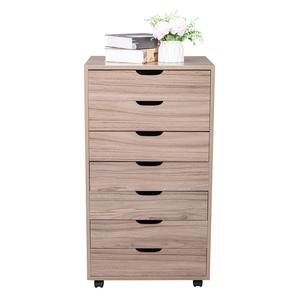Kepooman File Cabinet, Wood Filing Cabinet with 7 Drawers, Mobile File Cabinet for Letter / Legal Size, Grey Oak Kepooman File Cabinet, Wood Filing Cabinet with 7 Drawers, Mobile File Cabinet for Letter / Legal Size, Grey Oak