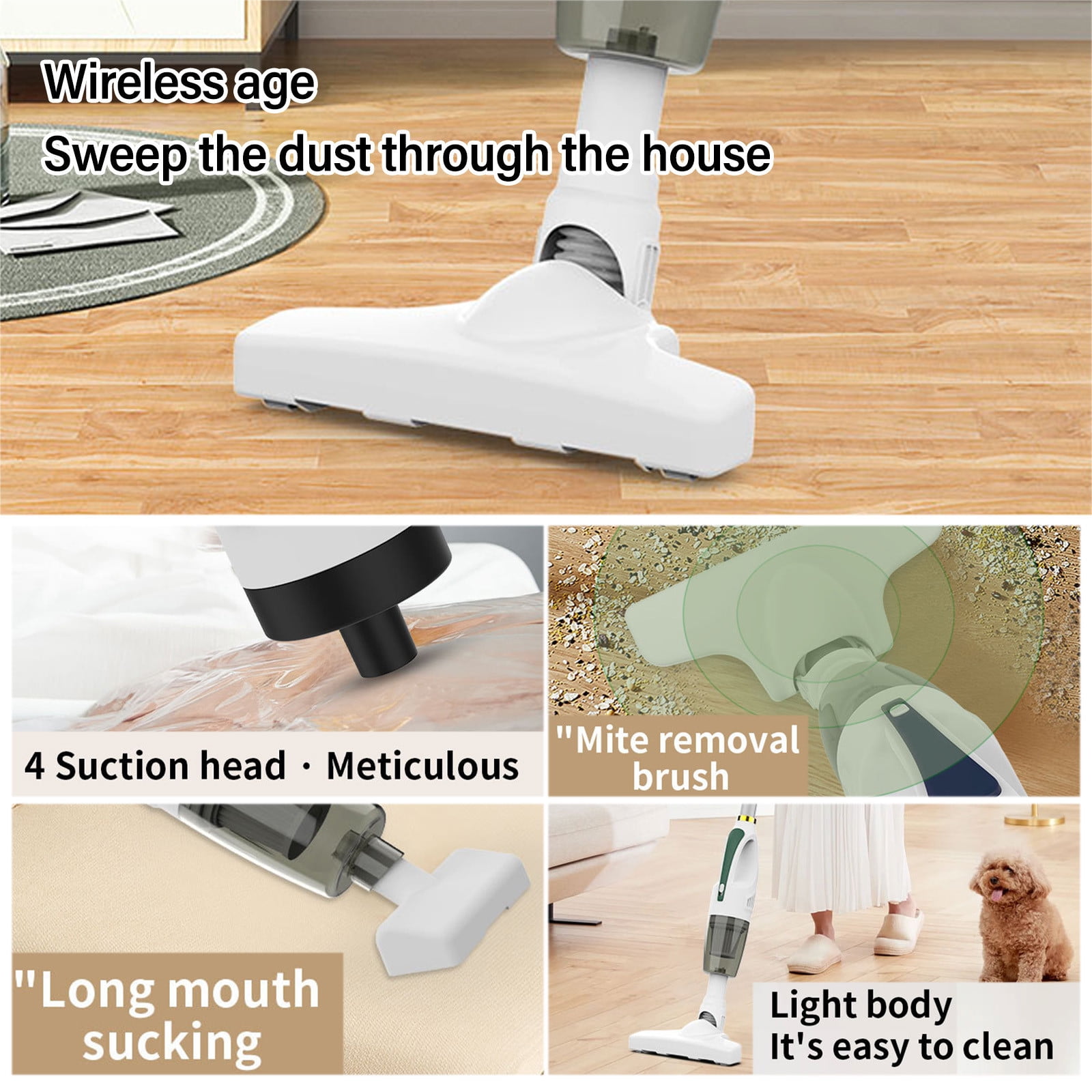 PHIGZNT Stick Vacuum Cleaner with 30 Mins Long Runtime Lightweight Vacuum Cleaner for Carpet and Hardwood Floor Pet Hair Daily Use