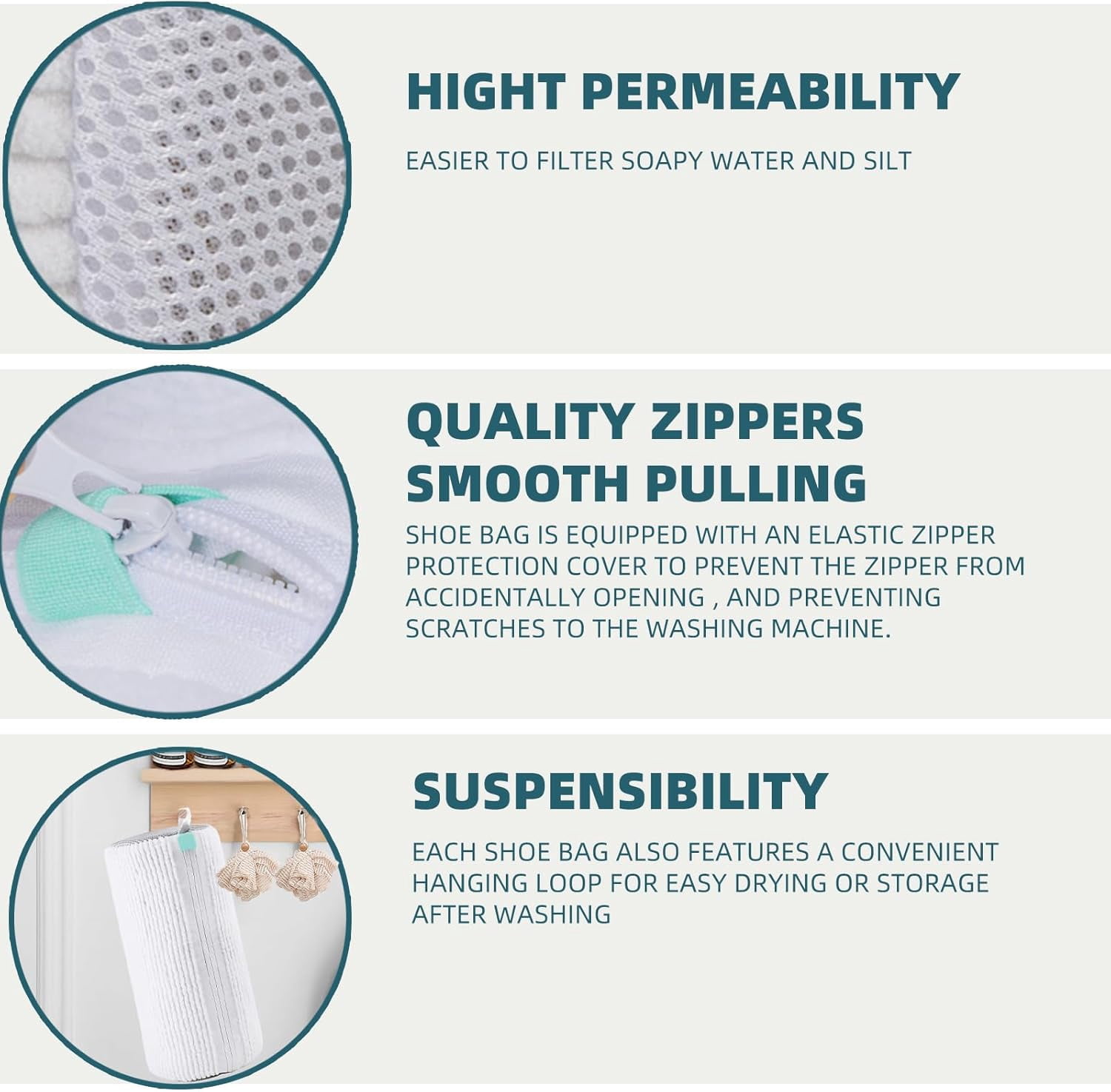 Shoe Washing Machine Bag Laundry Shoe Bag for Washer and Dryer Reusable 2pc Shoe Cleaning Bags for Sneakers 360° Deep Cleaning Machine for All Shoes Types With Self-locking Zipper White 2Pcs