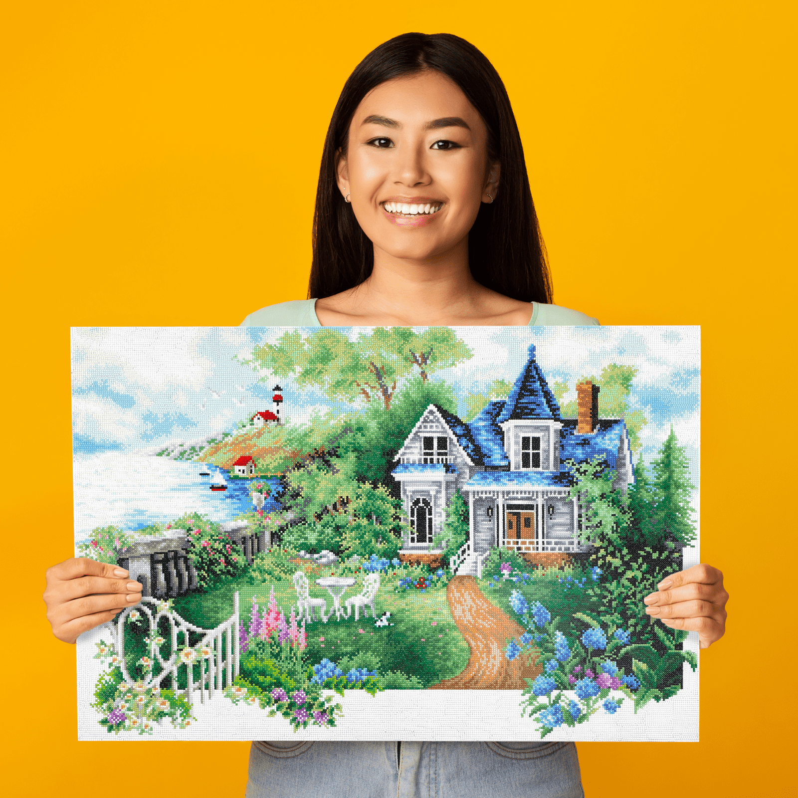 Diamond Dotz Summer Hideaway Landscape Diamond Painting Kits for Adults - Diamond Art Kits a Relaxing Creative Craft Kit with Dotz Gems 24"x35.4"