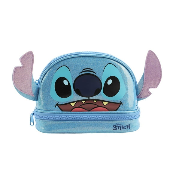 Lilo & Stitch Stitch Head Blue Glitter 6" Cosmetic Pouch