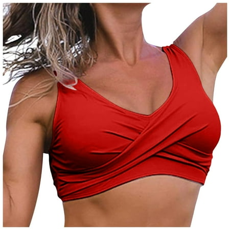 Yindaity Women Underwire Bikini Top Only Push Up Swim Top Bra Swimsuit Tops Padded Bathing Suit Top Red L