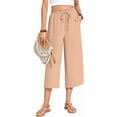 thumbnail image 2 of ANYJOIN Womens Capri Pants Loose High Waisted Wide Leg Lounge Pants Drawstring Casual Palazzo Pants Trousers with Pockets, 2 of 6