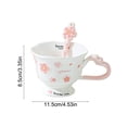 thumbnail image 3 of Weloille Cherry Blossom Ceramic Coffee Mug, 1 Piece Set with Spoon & Gift Box, Heart-Shaped Handle, Heat-Resistant, Food-Safe, Exquisite Mother's Day Birthday Anniversary Present, 3 of 6