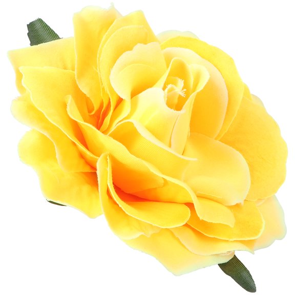 FRCOLOR 2 in 1 Large Rose Flower Hairpin Hair Clips Brooch for Women Party (Yellow)