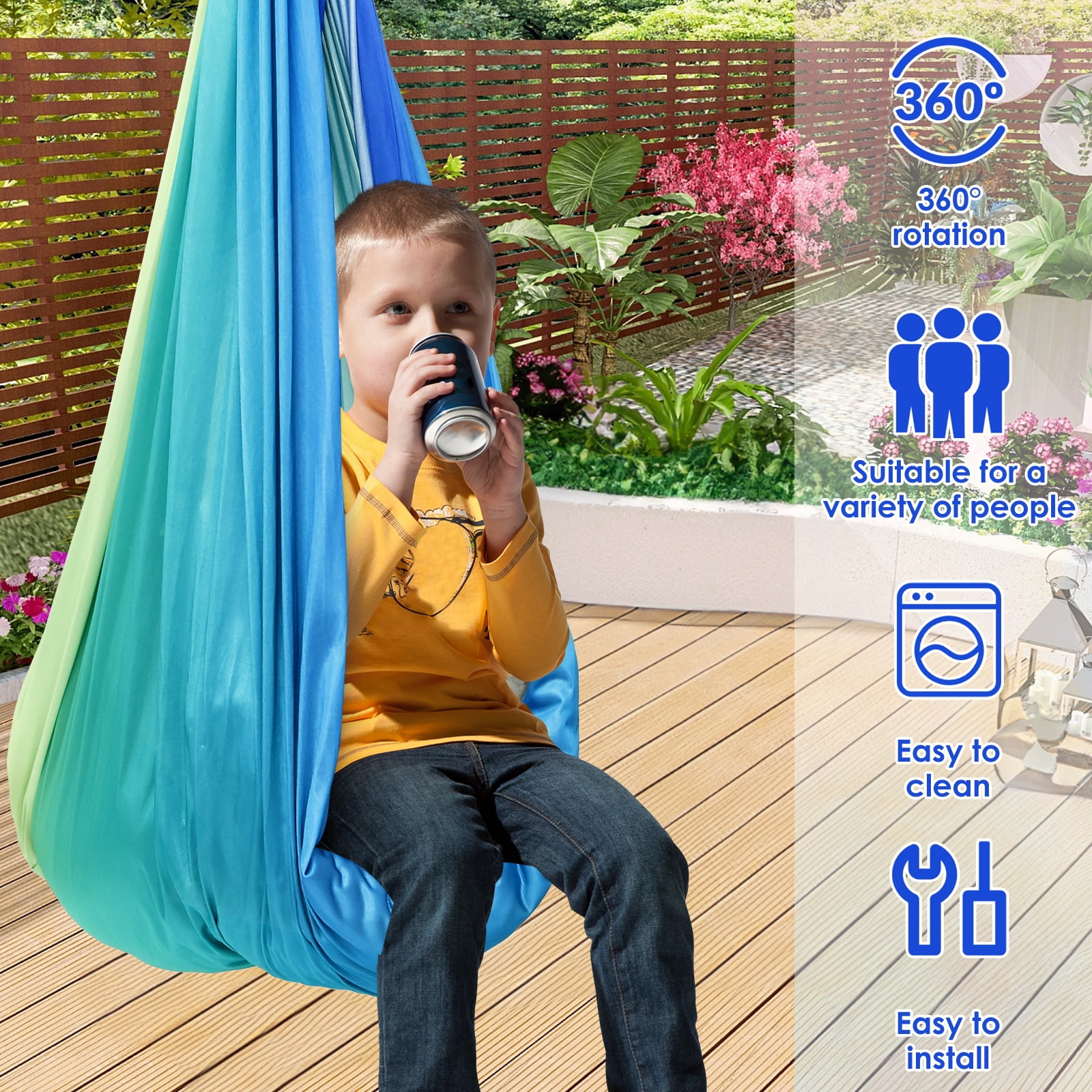 Sensory Swing Comfortable Kids Sensory Hammock Holds up to 200 lbs Indoor Cuddle Swing with 360° Swivel Hardware for Children Adults Indoor Outdoor
