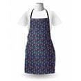 thumbnail image 3 of Race Car Apron, Cartoon Style Interpretation of Checkered Flags and Automobile, Unisex Kitchen Bib with Adjustable Neck for Cooking Gardening, Adult Size, Cobalt Blue and Multicolor, by Ambesonne, 3 of 4