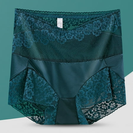 Special Offer Act Now: Cotton Panties  Ropa Interior de Mujer  Women Solid Color Underwear High Waisted Lace Tight And Breathable Underwear Panties SOPATENOR Army Green 2XL