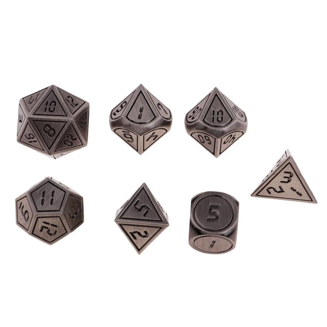 7x Dados Poliédricos Hecho de Aleación de Zinc 14 mm Accesorios Prop RPG MTG Juegos de 05 yotijar Dados poliédricos