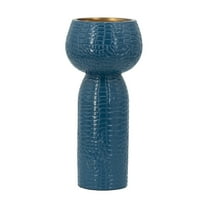 A&B Home Crocodile Textured Aluminum Flower Vase - 4.5"Dia. x 10"H - Blue