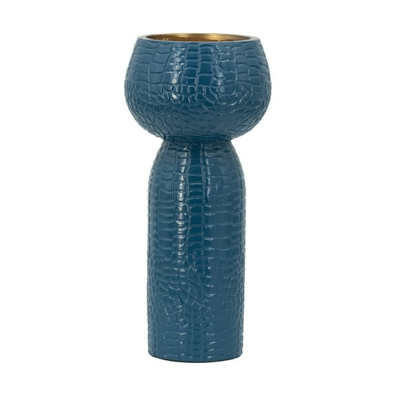A&B Home Crocodile Textured Aluminum Flower Vase - 4.5"Dia. x 10"H - Blue