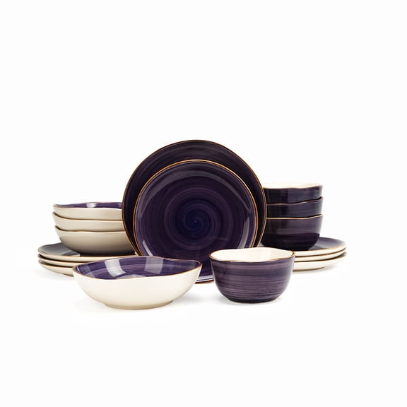 16-piece Purple Irregular Ceramic Tableware Set High Quality Granular Household Tableware Set For 4 People,Purple 16pc