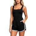 thumbnail image 2 of Naotn Two-piece Workout Sets for women Summer Casual Sleeveless Tank Top and Shorts Comfy Soft Colorblock Ribbed Set, 2 of 7