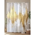 thumbnail image 4 of Minimalist Art Shower Curtain Set ，Waterproof Fabric Shower Curtains Abstract Art Gold Color Block Ripple Shower Curtains for Bathroom,Bathroom Decor 72"x72", 4 of 6