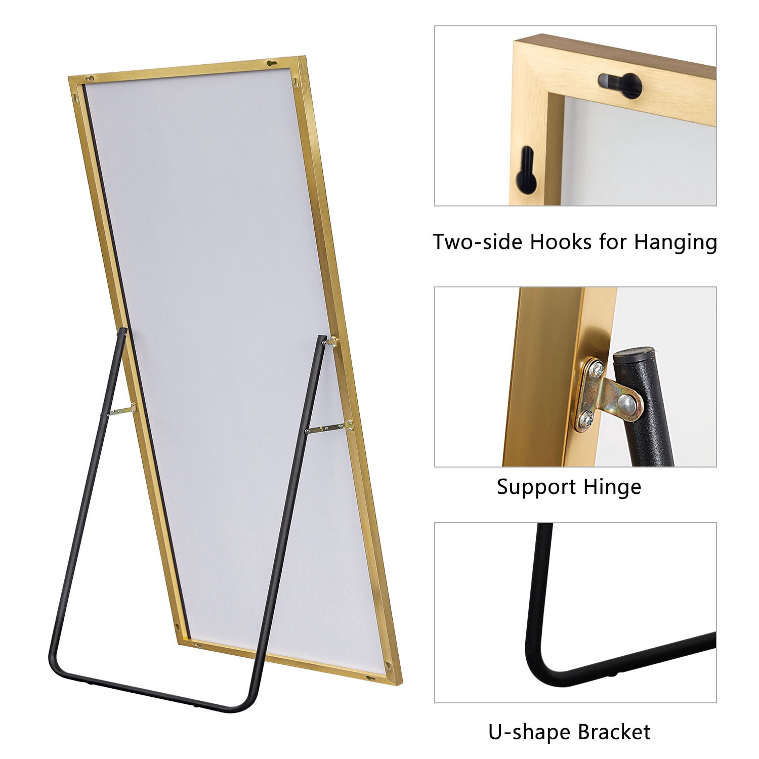 71" x 1.6" Gold Classic Floor Mirror