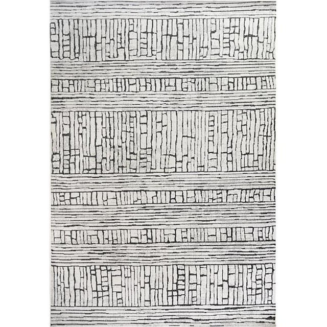 Dynamic Rugs LT698143190 5 Pi 3 Po x 7 Pi Lotus 8143 Tapis de Surface&44; 190 Ivoire & Gris