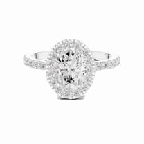 Zuwelria 1.44 Carat Beautiful Oval Cut | D/VVS1 Moissanite Diamond Engagement Ring - Halo Bridal Ring - Promise Ring | 18K White Gold Over Sterling Silver | D/VVS1 Size 5