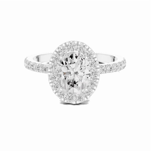 Zuwelria 1.44 Carat Beautiful Oval Cut | D/VVS1 Moissanite Diamond Engagement Ring - Halo Bridal Ring - Promise Ring | 18K White Gold Over Sterling Silver | D/VVS1 Size 5