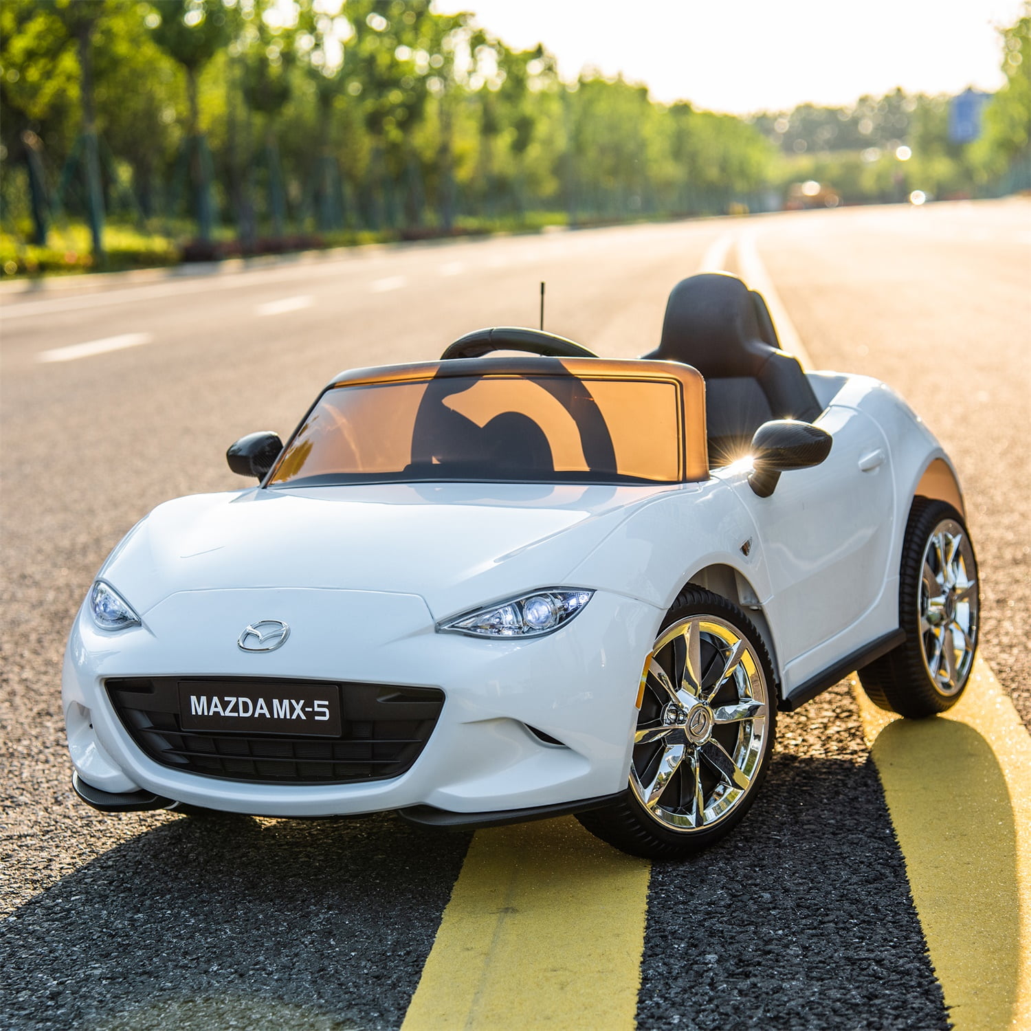 CIPACHO Licensed MAZDA MX-5 RF,12V Kids Ride On Car with 2.4G Parents Remote Control and Adjustable Three Speed, White CIPACHO Licensed MAZDA MX-5 RF,12V Kids Ride On Car with 2.4G Parents Remote Control and Adjustable Three Speed, White