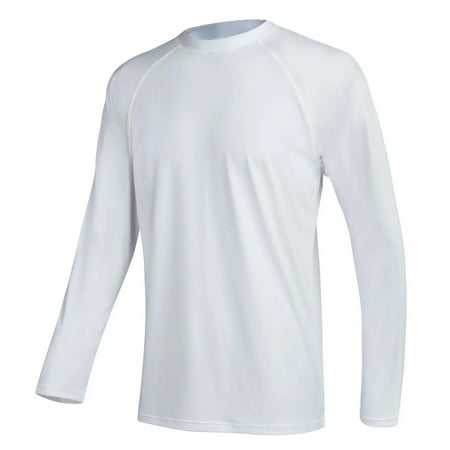 Men s Swim Shirts Rash Guard UPF 50+ UV Sun Protection T-Shirt Quick Dry Fishing Beach T Shirts White XL