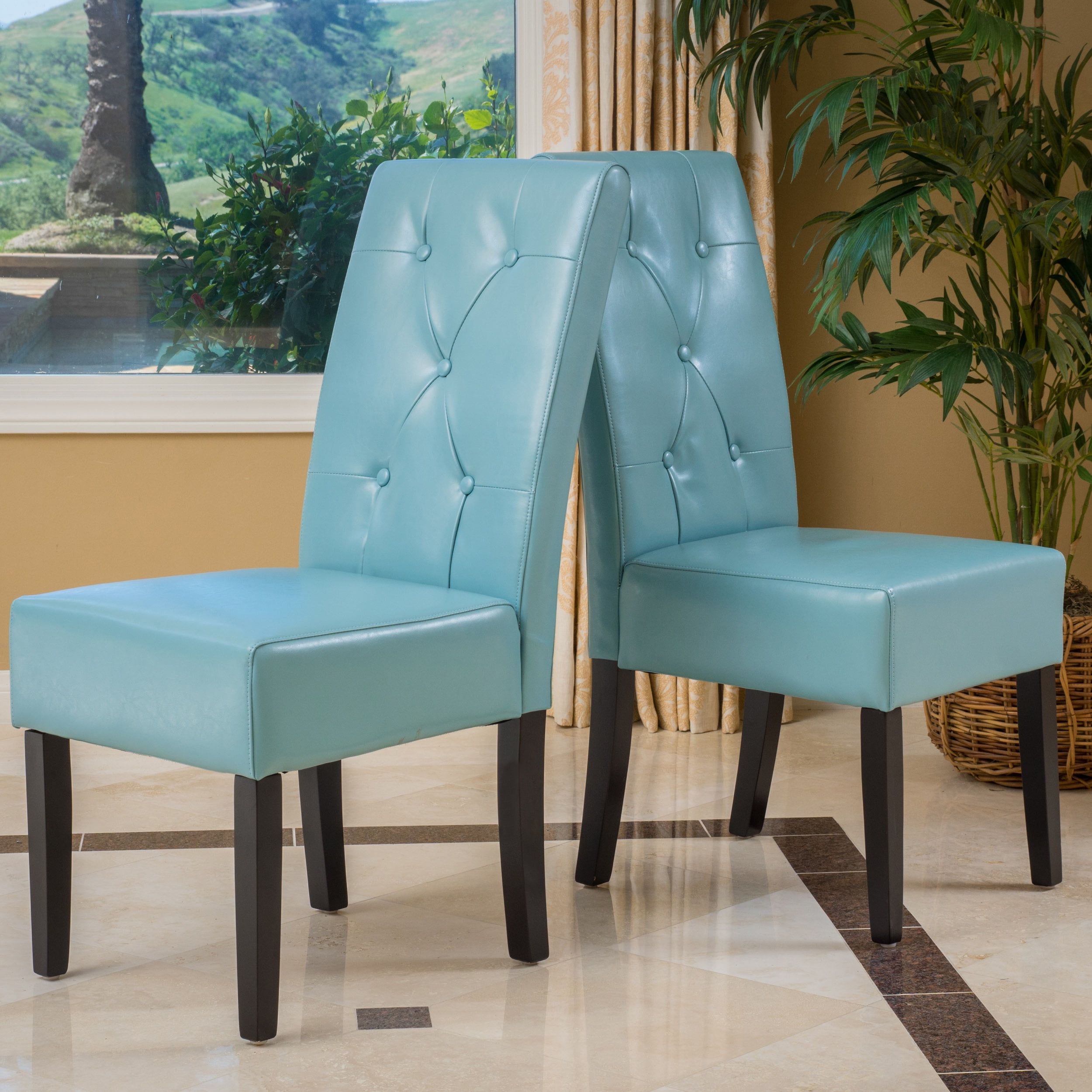 Tate Teal Bonded Leather Dining Chair Set Of 2