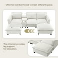 thumbnail image 3 of Sectional Cloud Sofa with Console, Modern 4 Seat Sofa Couch with USB Charging Port and Reading Light, Chenille Modular Couch with Cup Holder for Living Room Apartment, 3 of 8