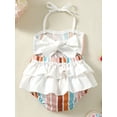 thumbnail image 5 of Biekopu Infant Baby Girls Summer Romper,Colorful Stripe Tie-Up Sleeveless Ruffles Newborn Jumpsuits, 5 of 9
