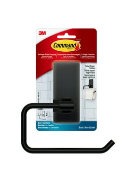 Command Bath Matte Black Toilet Paper Holder, 1 Toilet Paper Holder, 2 Strips