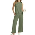thumbnail image 2 of CheerKidz Womens Solid Color V Neck Top and Pants Set Summer Vacation Travel Lounge Matching Two Piece Outfit, 2 of 9