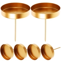 6pcs Golden Iron Candle Holder Tray, Decorative Candle Plate for Christmas, Weddings, Parties, Home Decor, 3.14x2.36 Inch