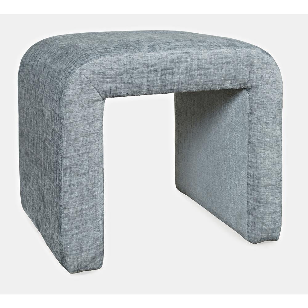 Jofran Modern Curved Upholstered Waterfall Jacquard Petite Ottoman Bench - Set of 2