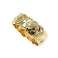 thumbnail image 4 of 14K yellow gold hand engraved Hawaiian plumeria scroll band ring cut out 8mm size 7, 4 of 5