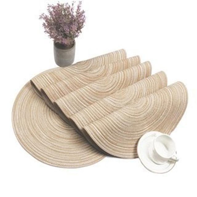 Juego de 6 manteles individuales redondos CHAO de algodón 38 x 38 cm beige
