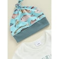 thumbnail image 5 of Bagilaanoe 3pcs Newborn Baby Boy Pants Set Letter Print Short Sleeve Romper Tops + Leggings + Hat 3M 6M 12M Infant Casual Clothes, 5 of 7