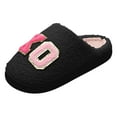 thumbnail image 4 of Fuzzy Slippers for Women Men Valentine's Day Funny Print Matching Slipper Platform Memory Foam Slip on House Shoes Black 7, 4 of 4