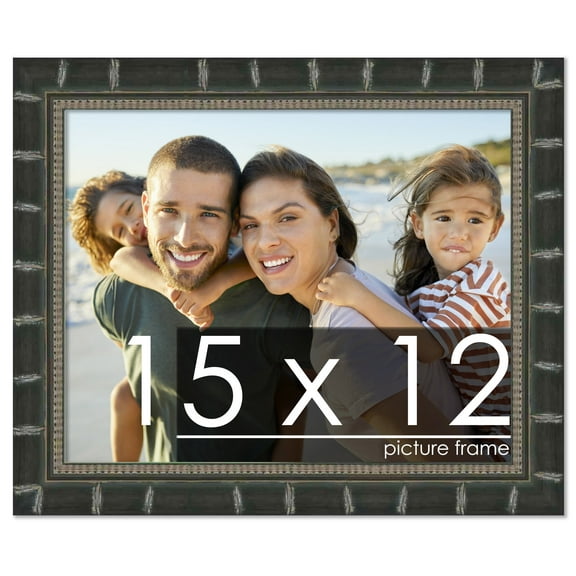 15x12 Bamboo Black Complete Wood Picture Frame with UV Acrylic, Foam Board Backing, & Hardware