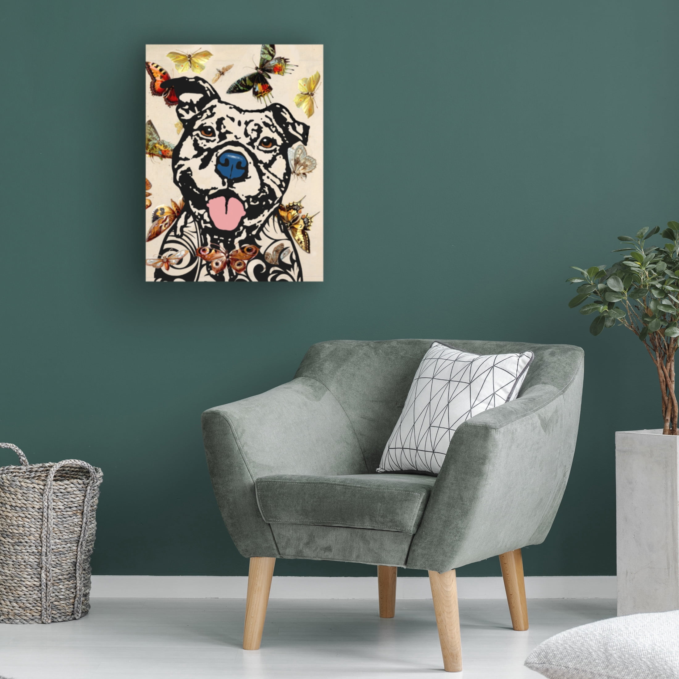 Canvas Wall Art - Dean Russo 'Happy Pit Butterflies' Wall Art for Living Room, Bedroom, or Office Décor by Trademark Fine Art - 18 x 24 Inches
