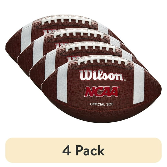 (4 pack) Wilson NCAA Red Zone Composite Football - Brown, Junior Size (Ages 9-12)