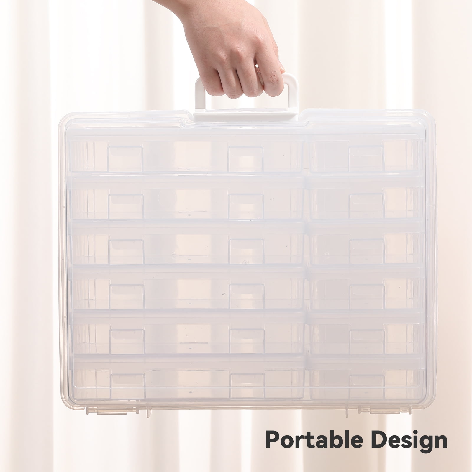 Novelinks Stackable Plastic Storage Box Containers Hobby Art Craft Organizer Rectangle Box for Pencil Crayon Beads Jewelry, Clear(6 M+6 S Inner)