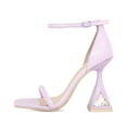 thumbnail image 2 of XYD Women Square Open Toe Sandals Flared High Heel with Crystals Buckle Ankle Strap Pumps Bridal Party Shoes Size 7 Purple, 2 of 4