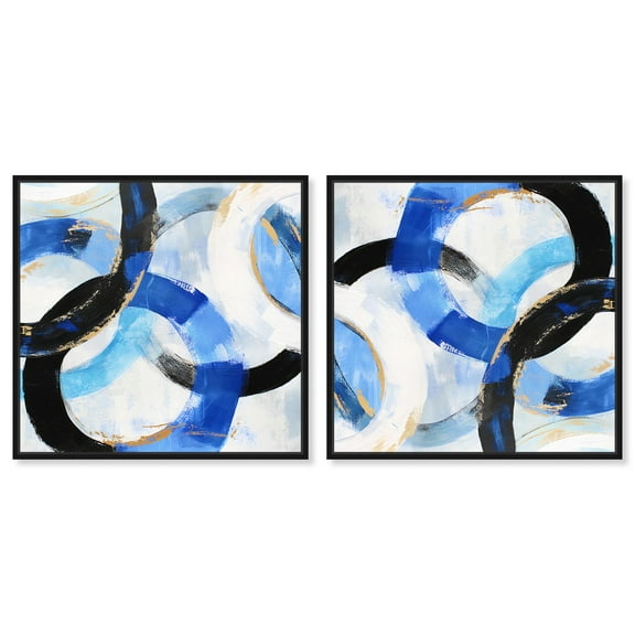 Art Remedy Coastal Abstracts Canvas, 12" x 12", Black Frame, Modern Rounds II Set