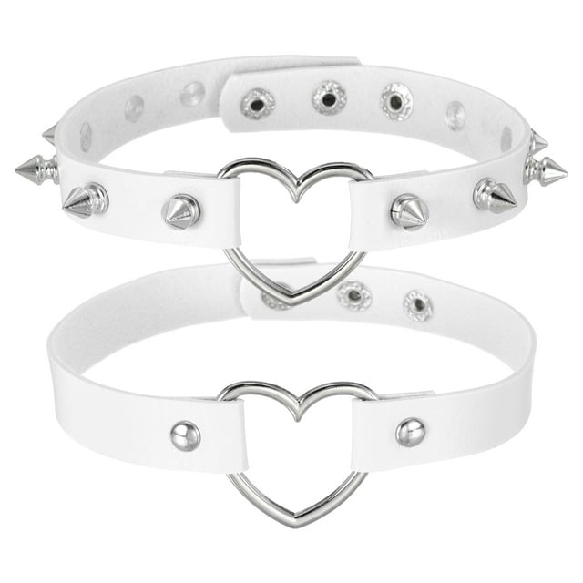 Collares Choker con Puntas, Collares de Corazón Amor Ajustables con Estrellas para Mujeres, Blanco, 2Pcs