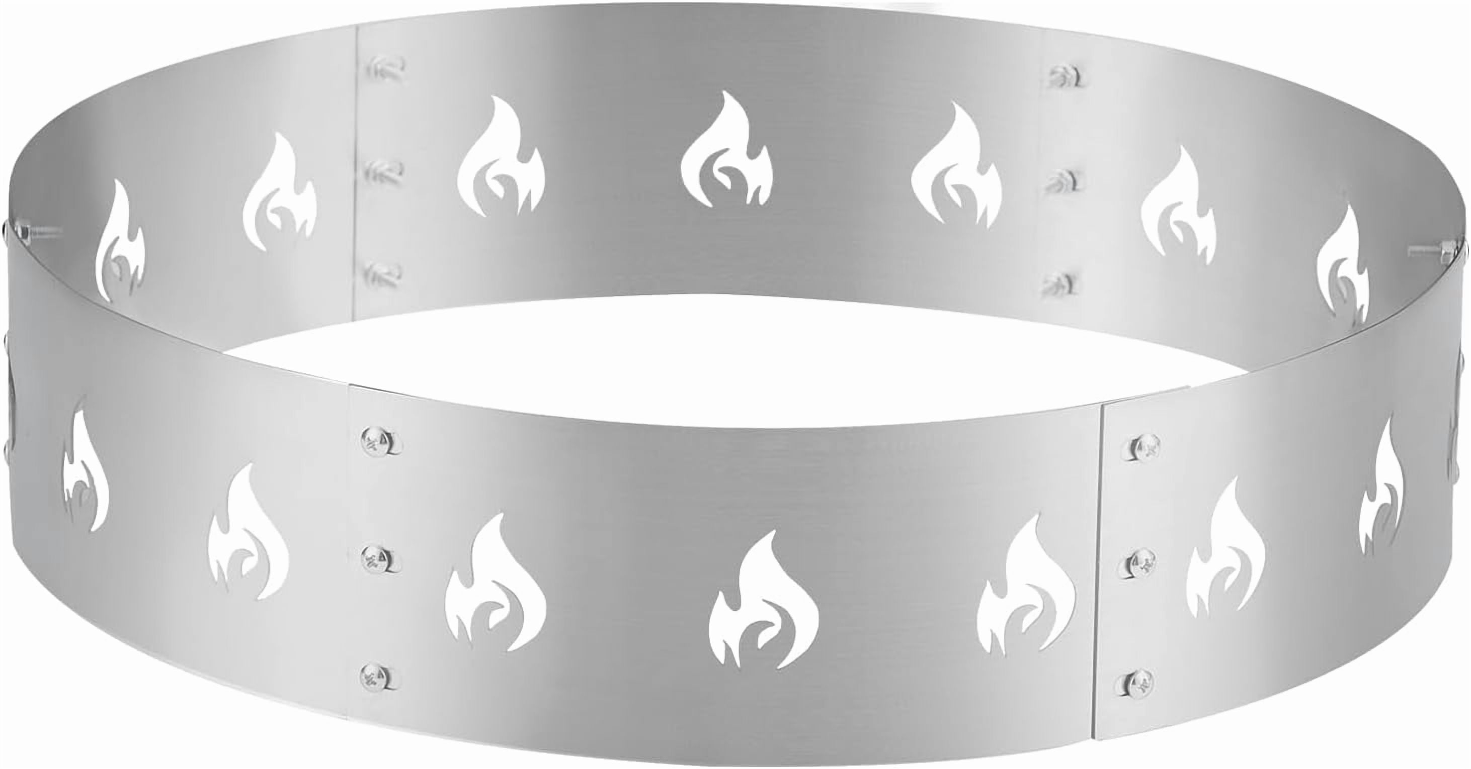 Luku 23.3" Round Fire Ring - Heavy-Duty 2.5mm Thick Steel Fire Pit Ring with High-Temperature Paint for Patio and Backyard