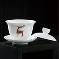 thumbnail image 2 of Porcelain Gaiwan 8oz Teacup White Glazed Tureen Chinese Sancai Cover Bowl Lip Cup Saucer Set, 2 of 6