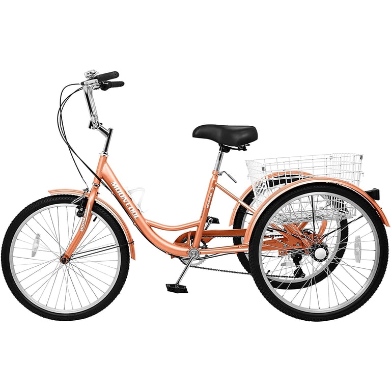 multi speed 3 wheel bicycle NAIZEA Adult Tricycle, 7 Three Cruiser Bike 20/24/26 Inch Wheels Sun Bicycles Traditional 24 7-Speed