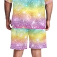 thumbnail image 5 of Hawaiian Shirt for Men, Men's 2 Pieces Shirt Sets, Men Beach Outfits Sets, Rainbow Abstract Lovely Pattern Stars, Men Summer Outfits, 5 of 6